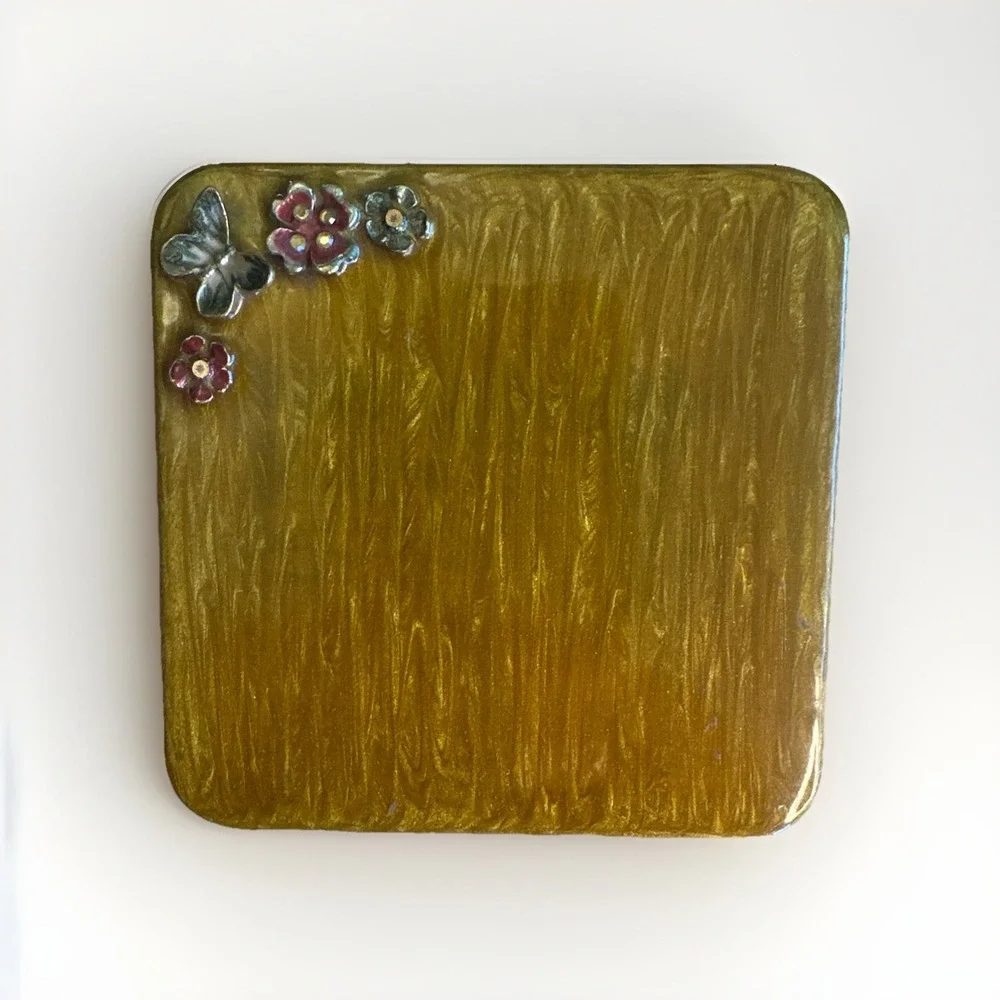 Vintage Mike + Ally RARE Elegant Butterfly Flowers Lacquered Coasters Set of 4